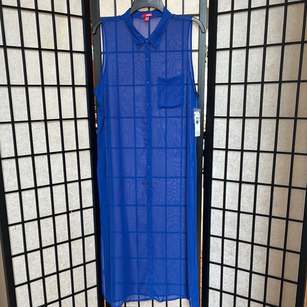 NWT sheer maxi button up BONGO Blue Coverup